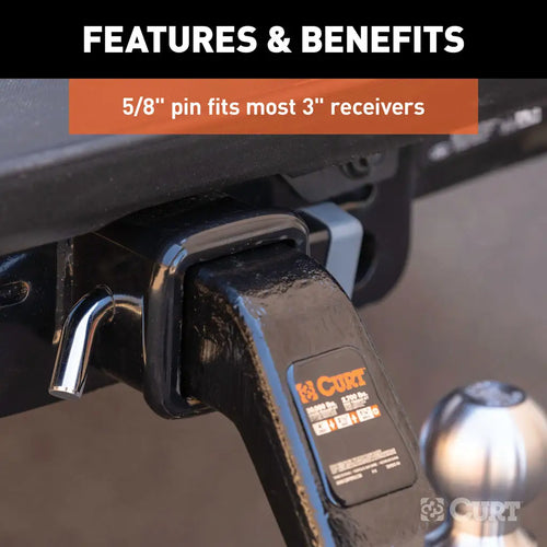 Curt 5/8 Hitch Lock (2, 2-1/2 or 3 Receiver, Deadbolt, Chrome)Print